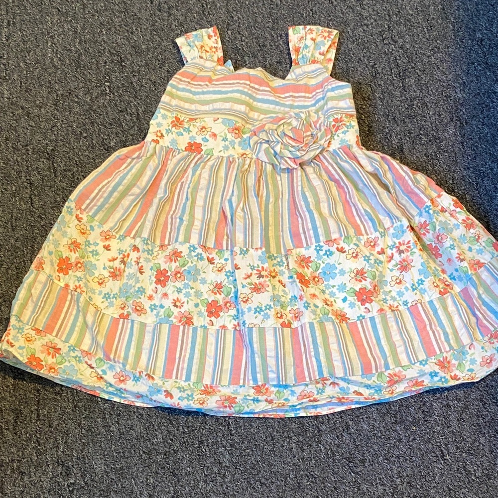 Bonnie Jean Multicolor Floral and Stripe Dress